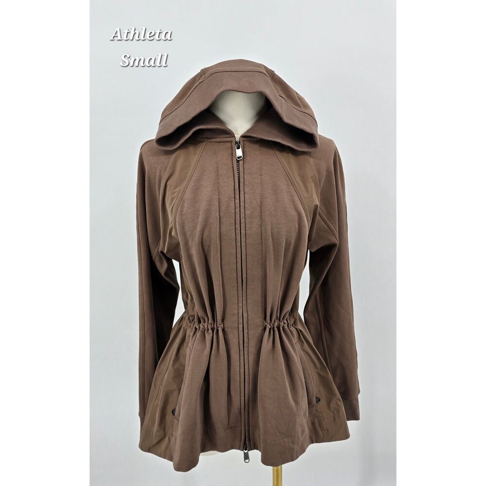 Athleta Triumph Hybrid Jacket – Size Small Petite – Cool Taupe Brown